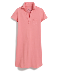 Frank & Eileen Lauren Polo Dress in Watermelon with a collar and front pocket displayed on a white background.