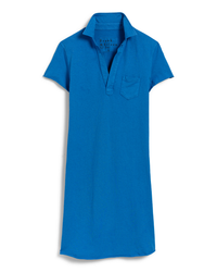 Lauren S/S Polo Jersey Dress in Summer Blue by Frank & Eileen displayed on a white background.