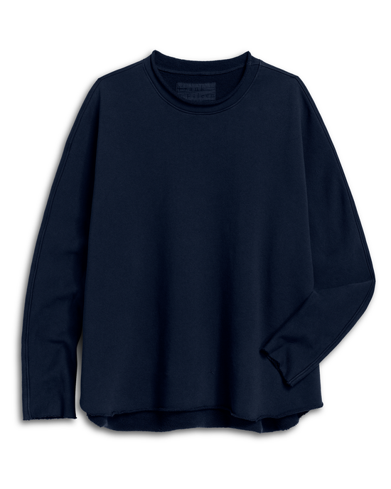 The Frank & Eileen Anna Long-Sleeve Capelet in Tide is displayed flat on a white background, with one sleeve slightly bent inward at the bottom.