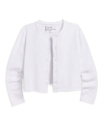 Jackie French Terry Cardigan in White - Bliss Boutiques