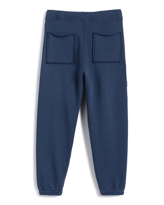 Eamon Jogger Sweatpants in Atlantic by Frank & Eileen, with roomy patch pockets, displayed on a white background.