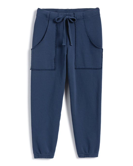 Eamon Jogger Sweatpant in Atlantic by Frank & Eileen with drawstring waist and side pockets.