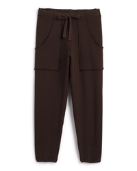 Eamon Jogger Sweatpant in Irish Chocolate by Frank & Eileen, with drawstring and cargo pockets.