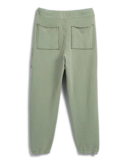 Eamon Jogger Sweatpants in Sage from Frank & Eileen laid flat on a white background.