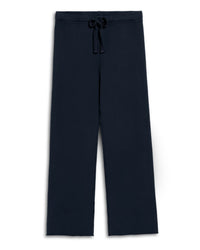 Frank & Eileen Catherine Long Sweatpant in British Royal Navy, featuring a wide-leg cut and drawstring waistband, laid flat on a white background.