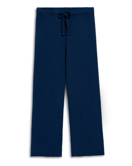 Frank & Eileen Catherine Long Sweatpant in Tide, featuring an elastic waistband with matching drawstring, shown flat on a white background.