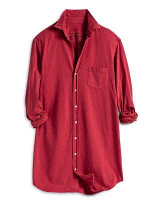 Mary Knit Shirtdress in Double Decker Red