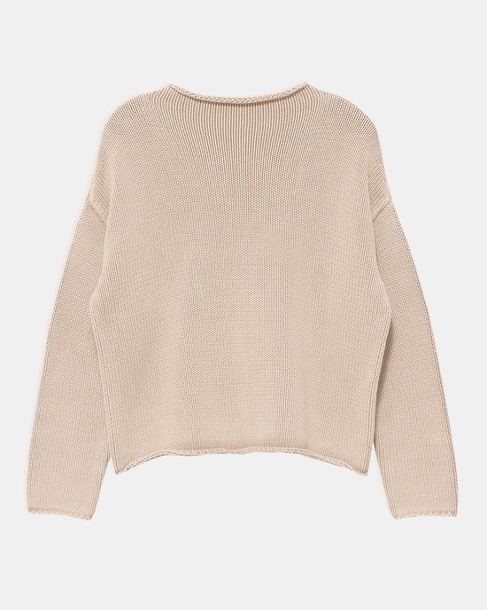 Lamis Boatneck Sweater in Sandstone by Demylee on a white background.