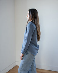 Eileen - Relaxed Button Up Shirt in Slate Triple Fleece - Bliss Boutiques
