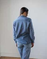 Eileen - Relaxed Button Up Shirt in Slate Triple Fleece - Bliss Boutiques