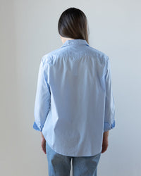 Eileen Relaxed Button Up Shirt in Solid Blue - Bliss Boutiques