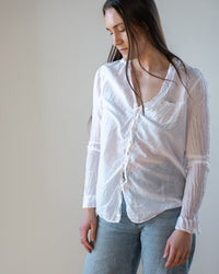 LLEA BLUE Clothing Carrie Blouse in White Cotton Silk
