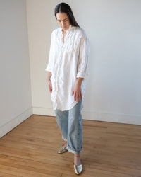Yuki Shirtdress in White Linen Twill - Bliss Boutiques