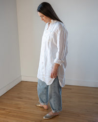 Yuki Shirtdress in White Linen Twill - Bliss Boutiques