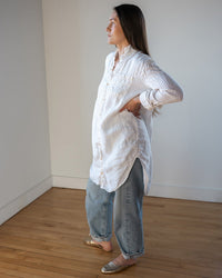 Yuki Shirtdress in White Linen Twill - Bliss Boutiques