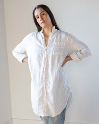 Yuki Shirtdress in White Linen Twill - Bliss Boutiques