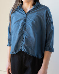 Ophelia Boxy Top in Moonlit Ocean Cotton Silk - Bliss Boutiques