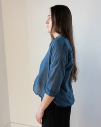 Ophelia Boxy Top in Moonlit Ocean Cotton Silk - Bliss Boutiques
