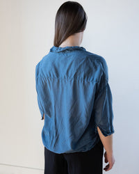 Ophelia Boxy Top in Moonlit Ocean Cotton Silk - Bliss Boutiques