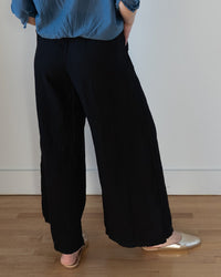 LLEA BLUE Clothing Becca Wide Leg Pant in Black Linen Twill