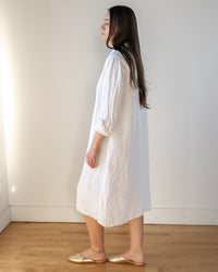 Frankie Long Shirtdress in White Linen Twill - Bliss Boutiques