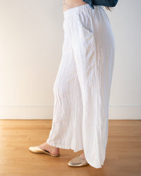 LLEA BLUE Clothing Becca Wide Leg Pant in White Linen Twill
