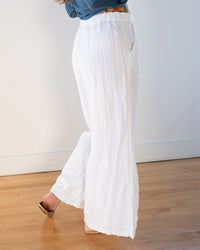 LLEA BLUE Clothing Becca Wide Leg Pant in White Linen Twill