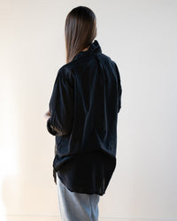 Ciel Tunic Blouse in Black Cotton Silk - Bliss Boutiques