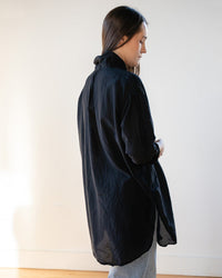 Ciel Tunic Blouse in Black Cotton Silk - Bliss Boutiques