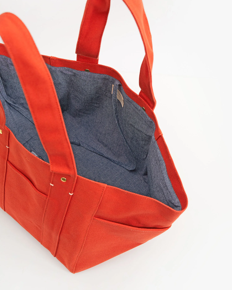 Clare V. Canvas Le Box Tote in Poppy - Bliss Boutiques