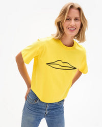 Surrealisme Lips Le Carre Tee in Bright Yellow - Bliss Boutiques