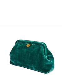 Handmade in the USA, Liette Solid Velvet Clutch in Forest Green by Marian Paquette on a white background.