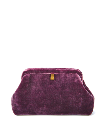 Liette Solid Velvet Clutch in Purple
