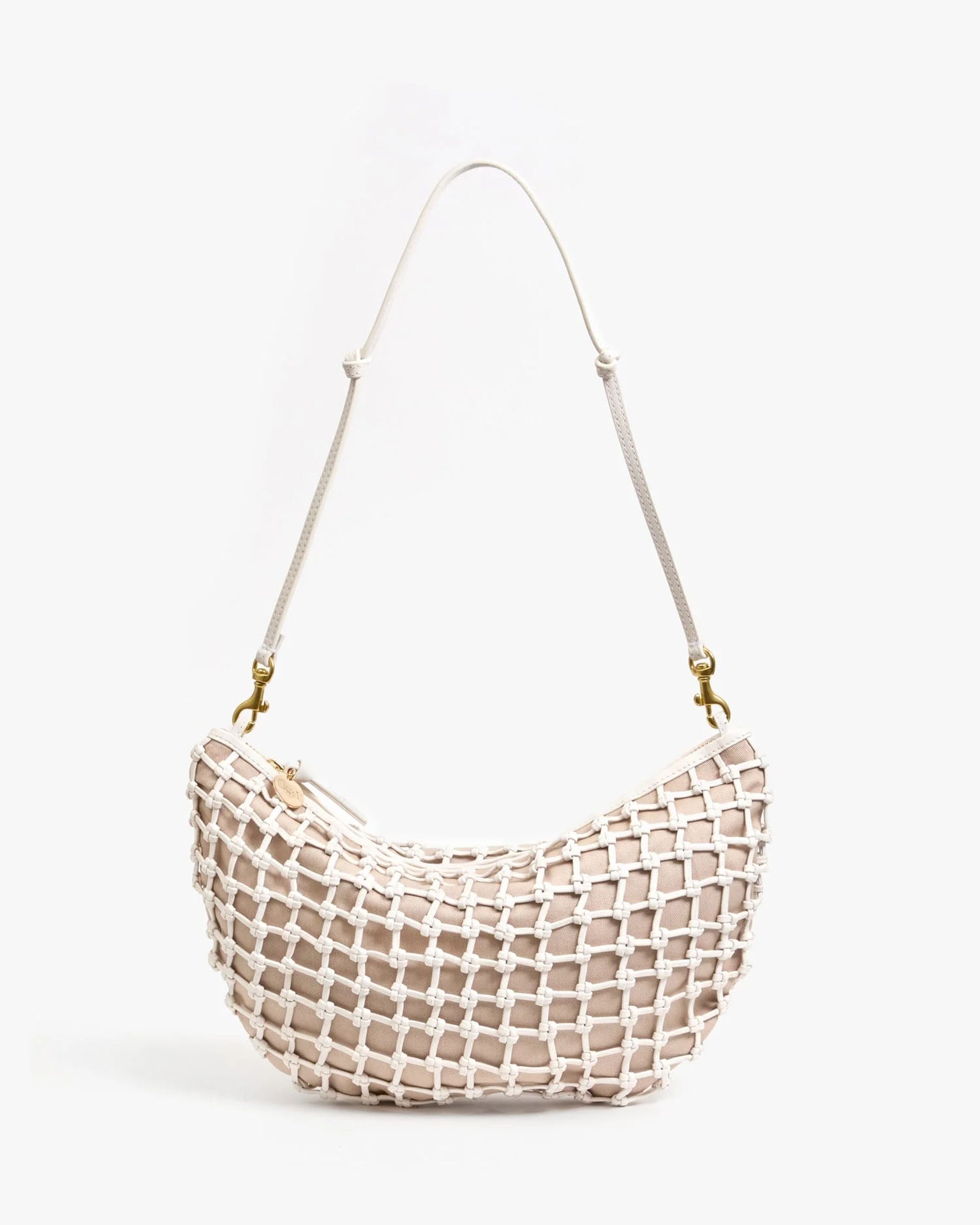 Knot Woven Leather Lune in White