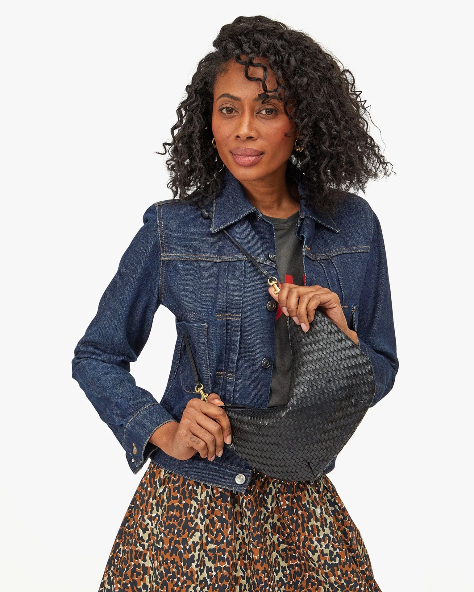 Clare V. Lune in Black Woven Zig-Zag - Bliss Boutiques