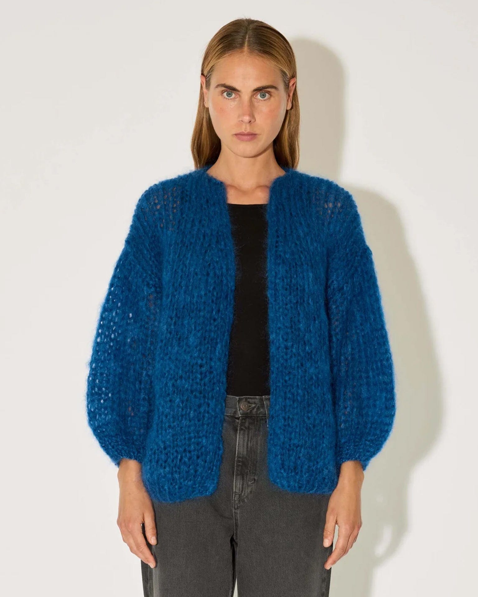 Mohair Big Cardigan in Royal Blue