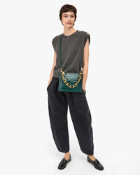 Margot Double Sac Bretelle - Autumn Croco in Deep Pine - Bliss Boutiques