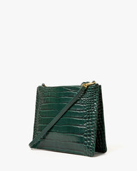 Margot Double Sac Bretelle - Autumn Croco in Deep Pine - Bliss Boutiques