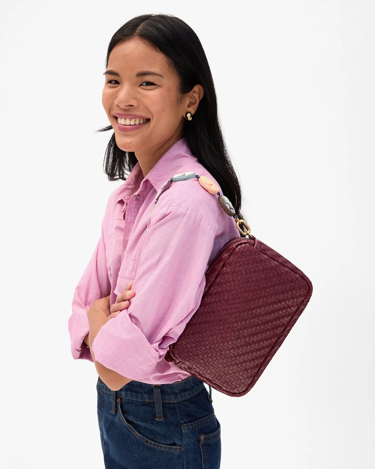 Clare V. Marisol in Cassis Woven Zig Zag - Bliss Boutiques