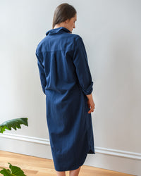 Rory Maxi Denim Shirtdress in Washed Navy