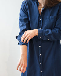 Rory Maxi Denim Shirtdress in Washed Navy