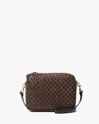 Clare V. Midi Sac - Leather & Suede Woven Checker in Black/Chocolate 