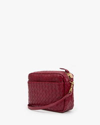 Midi Sac w/ Pocket  - Medium Woven Diagonal in Garnet