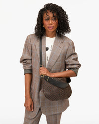 Clare V. Moyen Messenger - Leather & Suede Woven Checker in Black/Chocolate 