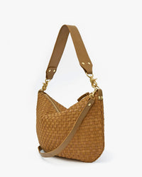 Clare V. Accessories Sequoia Moyen Messenger - Leather & Suede Woven Checker in Sequoia