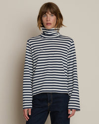 Nation LTD Clothing Neo Mock Neck T-Shirt in Seascape Stripe