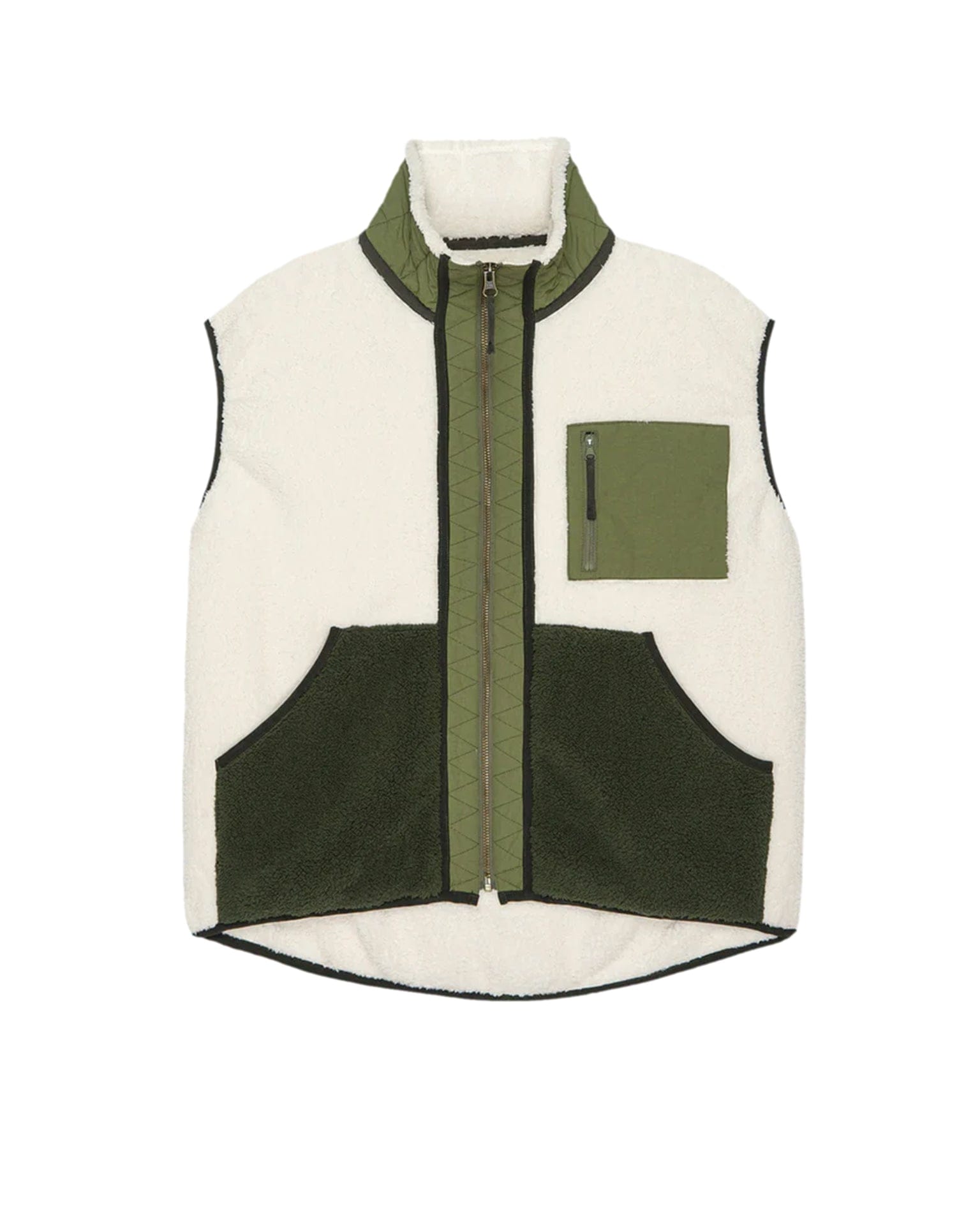 the Great Outdoors The Plush Tundra Vest in Cream & Army - Bliss