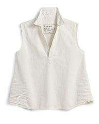 Olivia Popover Tank in Vintage White Distressed Denim