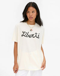 Liberte Cotton/Linen Original Tee in Cream w/ Black - Bliss Boutiques