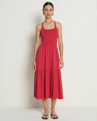 Penelope Cross Back Midi in Heartbeat Red